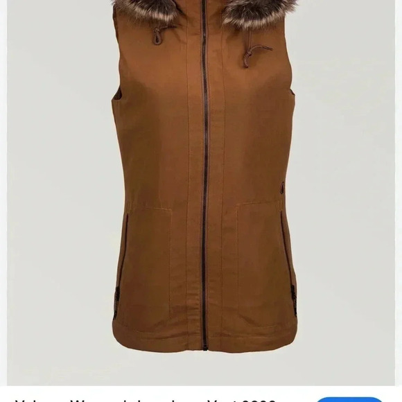 Women’s Volcom Longhorn brown Vest size small. Detachable fur trimmed hood VGUC - Picture 2 of 15